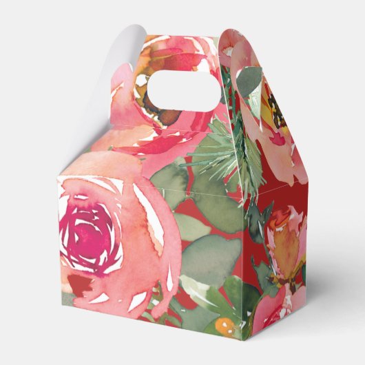 ピンクの花の背景の二重の幸福のシンボル フェイバーボックス (裏面サイド)