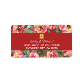 ピンクの花の背景の二重の幸福のシンボル ラベル (正面)