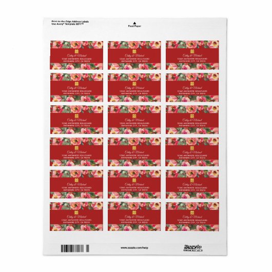 ピンクの花の背景の二重の幸福のシンボル ラベル (フルシート)