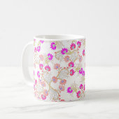 ピンクの花の背景 コーヒーマグカップ (正面左)