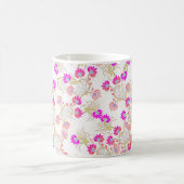 ピンクの花の背景 コーヒーマグカップ (中央)