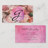 ピンクの花の背景 名刺 (正面/裏面)