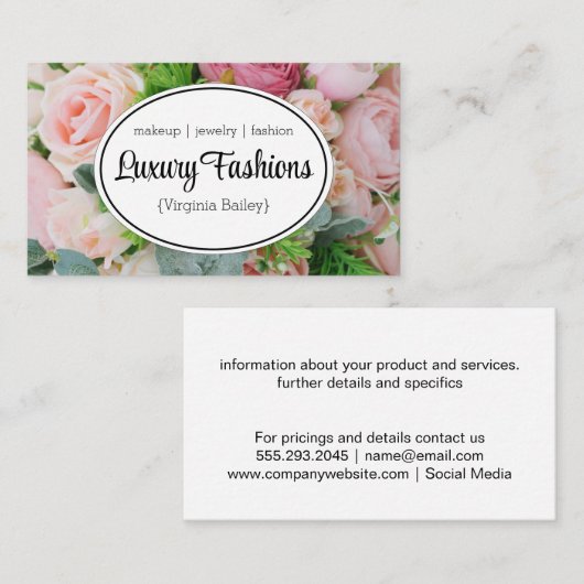 ピンクの花の背景 名刺 (正面/裏面)