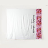 ピンクの花の背景。花のウェディング背景 タペストリー (正面(横))