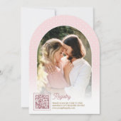 ピンクの花の船の舵 ナチュラル アーチ ブライダルシャワー 招待状 (裏面)