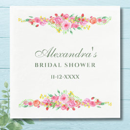 ピンクの花の芍薬の花嫁のシャワー スタンダードランチョンナプキン