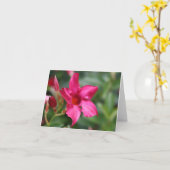 ピンクの花の花のメッセージカード カード (黄色い花)
