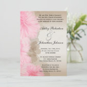 ピンクの花の花の結婚式の招待 招待状 (スタンド正面)