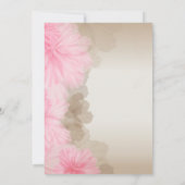 ピンクの花の花の結婚式の招待 招待状 (裏面)