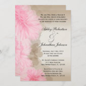 ピンクの花の花の結婚式の招待 招待状 (正面/裏面)