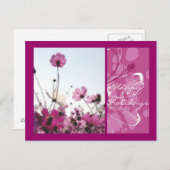 ピンクの花の花の自然の幸せな休日デザイナー シーズンポストカード (正面/裏面)