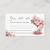 ピンクの花の花びらとプロセッコのデートナイトアイデア エンクロージャーカード (正面)