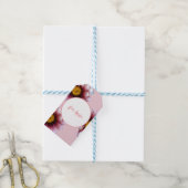 ピンクの花の花カスタムのラベル ギフトタグ (より糸付き)