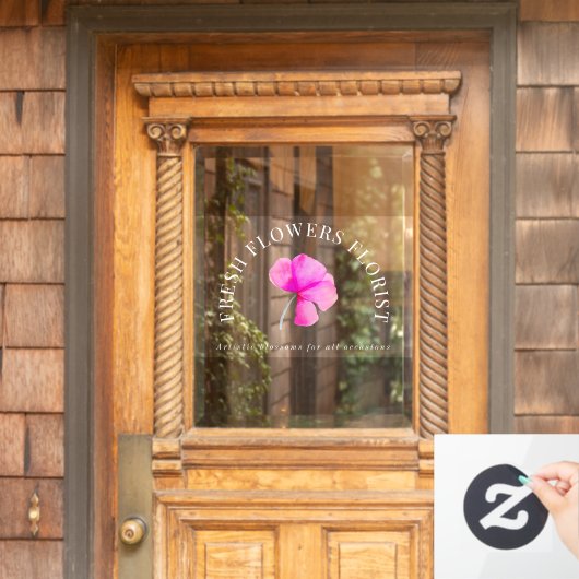 ピンクの花の花屋さん 水彩イラスト ウィンドウサイン (ホームデコレーション)