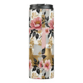 ピンクの花の花束と金ゴールドと白い正方形 タンブラー (裏面)