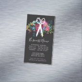 ピンクの花の花束は開始時刻を切ります マグネット名刺 (インサイチュ)