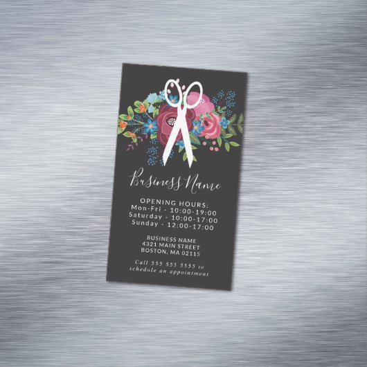ピンクの花の花束は開始時刻を切ります マグネット名刺 (インサイチュ)
