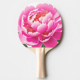 ピンクの花の花柄の水彩画 卓球ラケット