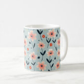ピンクの花の花柄 コーヒーマグカップ (正面右)