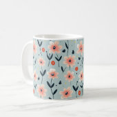 ピンクの花の花柄 コーヒーマグカップ (正面左)