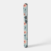 ピンクの花の花柄 iPhone 15ケース (左側面)