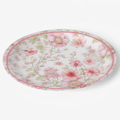 ピンクの花の茎 ペーパープレート (アングル)