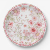 ピンクの花の茎 ペーパープレート (正面)