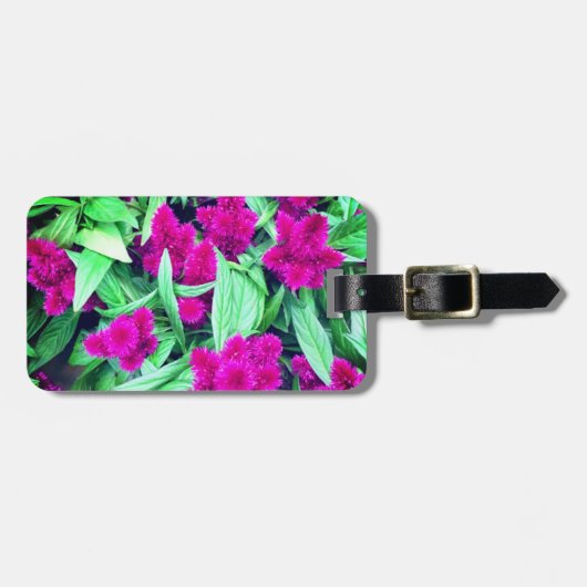 ピンクの花の荷物札 ラゲッジタグ (正面横)