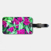 ピンクの花の荷物札 ラゲッジタグ (裏面横)
