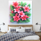 ピンクの花の華やかなブーケ キャンバスプリント (インサイチュ (寝室))