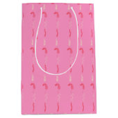 ピンクの花の落書き ミディアムペーパーバッグ (正面)