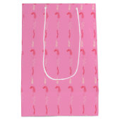 ピンクの花の落書き ミディアムペーパーバッグ (裏面)