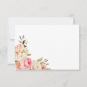 ピンクの花の葉とプロセッコの花嫁シャワー サンキューカード (裏面)