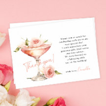 ピンクの花の葉とプロセッコの花嫁シャワー