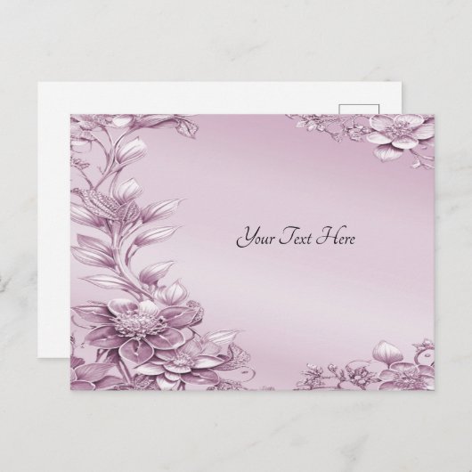 ピンクの花の葉のポストカード ポストカード (正面/裏面)