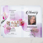 ピンクの花の葬儀テンプレート (正面/裏面)