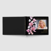 ピンクの花の葬儀 お別れの会 フォト ゲストブック (全面)