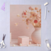 ピンクの花の薄葉紙 薄葉紙 (クラフト)