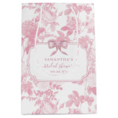 ピンクの花の薔薇 チャイナペイント 花嫁のシャワー ミディアムペーパーバッグ (正面)