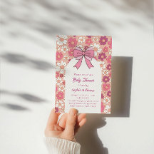 ピンクの花の蝶結びベイビーシャワー - 女の子のベイビーシャワー