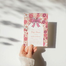 ピンクの花の蝶結びベイビーシャワー - 女の子のベイビーシャワー