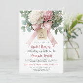 ピンクの花の蝶結び ブライダルシャワー 招待状 (スタンド正面)