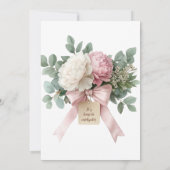 ピンクの花の蝶結び ブライダルシャワー 招待状 (裏面)