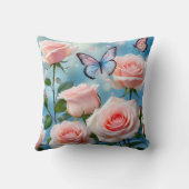 ピンクの花の蝶 クッション (裏面)