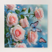 ピンクの花の蝶 ジグソーパズル (横)