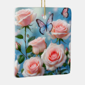 ピンクの花の蝶 セラミックオーナメント (右)