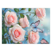 ピンクの花の蝶 テーブルクロス (正面(横))