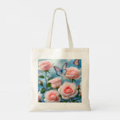 ピンクの花の蝶 トートバッグ (裏面)