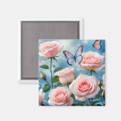 ピンクの花の蝶 マグネット (正面/裏面)