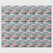 ピンクの花の蝶 ラッピングペーパー (フラット)